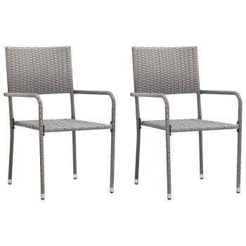 ARDEBO.de - Garten-Essst?hle 2 Stk. Stapelbar Grau Polyrattan