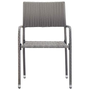 Garten-Essst?hle 2 Stk. Stapelbar Grau Polyrattan