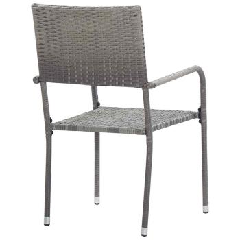 Garten-Essst?hle 2 Stk. Stapelbar Grau Polyrattan