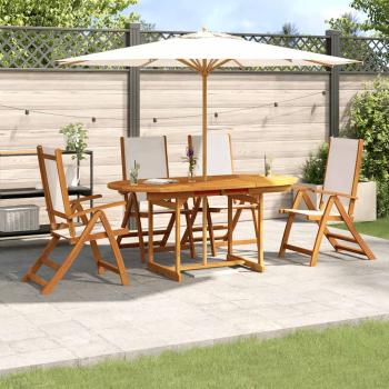 ARDEBO.de - 5-tlg. Garten-Essgruppe Massivholz Akazie und Textilene