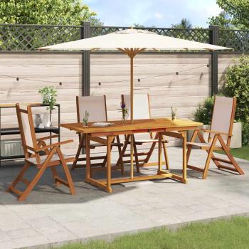ARDEBO.de - 5-tlg. Garten-Essgruppe Massivholz Akazie und Textilene