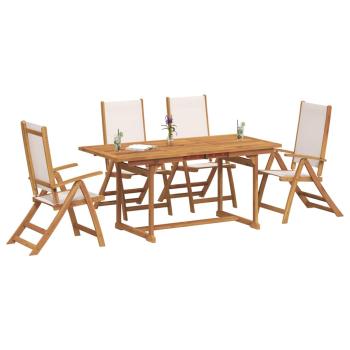 5-tlg. Garten-Essgruppe Massivholz Akazie und Textilene