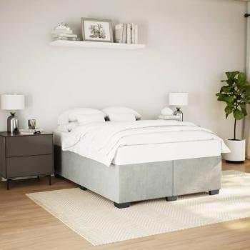 ARDEBO.de - Bettgestell ohne Matratze Hellgrau 140x200 cm Samt