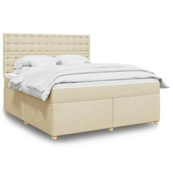 ARDEBO.de - Boxspringbett mit Matratze Creme 180x200 cm Stoff