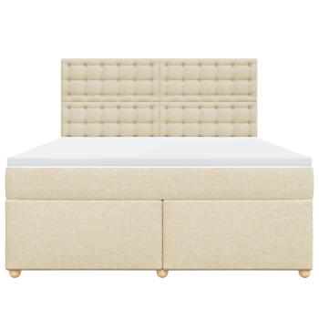 Boxspringbett mit Matratze Creme 180x200 cm Stoff
