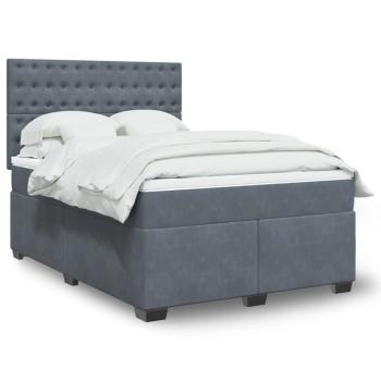 ARDEBO.de - Boxspringbett mit Matratze Dunkelgrau 140x200 cm Samt