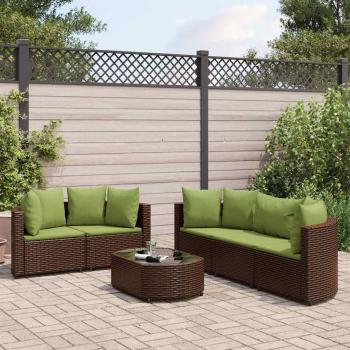 ARDEBO.de - 6-tlg. Garten-Sofagarnitur mit Kissen Braun Poly Rattan