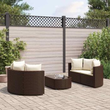 ARDEBO.de - 5-tlg. Garten-Sofagarnitur mit Kissen Braun Poly Rattan