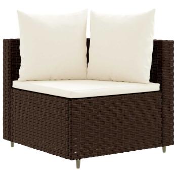 5-tlg. Garten-Sofagarnitur mit Kissen Braun Poly Rattan