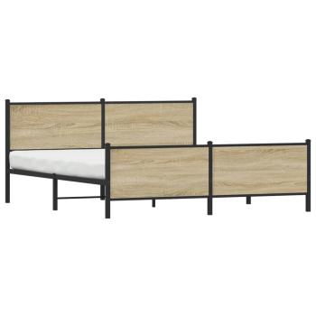 Metallbett ohne Matratze Sonoma-Eiche 183x213 cm