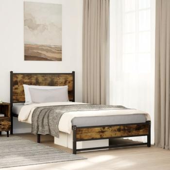 ARDEBO.de - Metallbett ohne Matratze Räuchereiche 107x203 cm