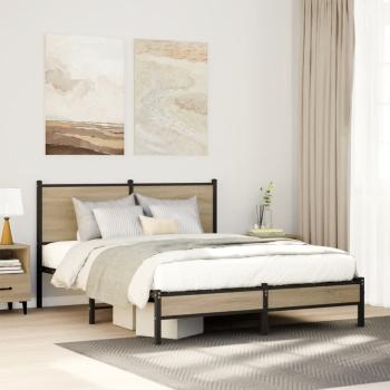 ARDEBO.de - Metallbett ohne Matratze Sonoma-Eiche 140x190 cm