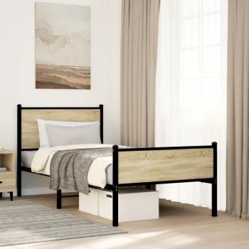 ARDEBO.de - Metallbett ohne Matratze Sonoma-Eiche 75x190 cm