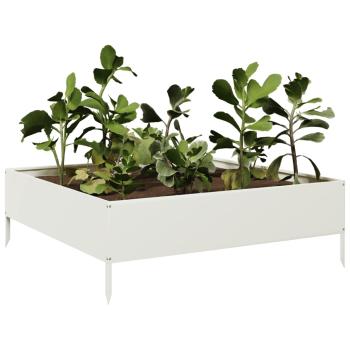 Hochbeet Weiß 100x100x33,5 cm Stahl