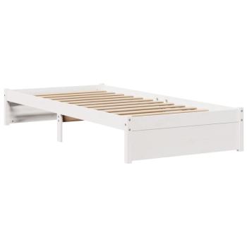 Bettgestell mit Kopfteil ohne Matratze Weiß 75x190 cm