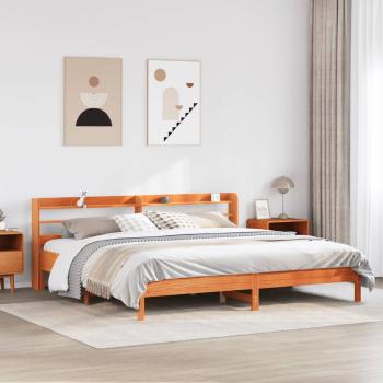 ARDEBO.de - Massivholzbett ohne Matratze Wachsbraun 200x200 Kiefernholz