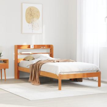 ARDEBO.de - Bettgestell mit Kopfteil ohne Matratze Wachsbraun 100x200 cm