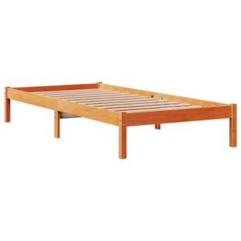 Bettgestell mit Kopfteil ohne Matratze Wachsbraun 100x200 cm