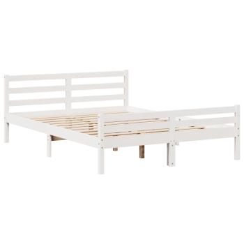 Bettgestell mit Kopfteil ohne Matratze Weiß 150x200 cm