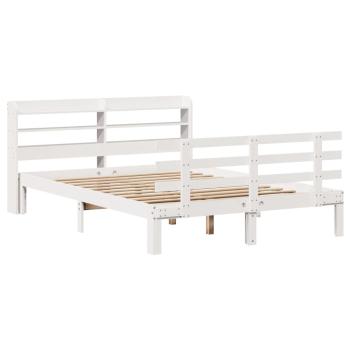 Bettgestell mit Kopfteil ohne Matratze Weiß 135x190 cm