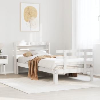 ARDEBO.de - Bettgestell mit Kopfteil ohne Matratze Weiß 100x200 cm