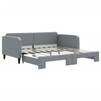 Tagesbett Ausziehbar Hellgrau 100x190 cm Stoff