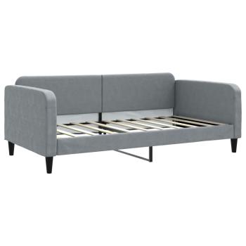 Tagesbett Ausziehbar Hellgrau 100x190 cm Stoff