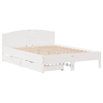 Massivholzbett ohne Matratze Weiß 135x190 cm Kiefernholz