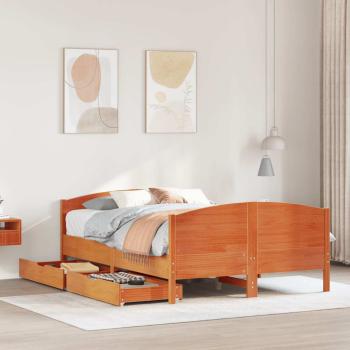 ARDEBO.de - Massivholzbett ohne Matratze Wachsbraun 140x200 cm Kiefernholz