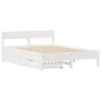 Massivholzbett ohne Matratze Weiß 135x190 cm Kiefernholz