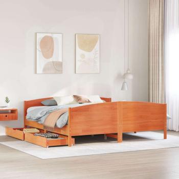 ARDEBO.de - Massivholzbett ohne Matratze Wachsbraun 160x200 Kiefernholz