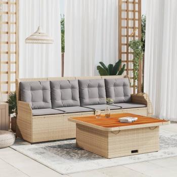 ARDEBO.de - 3-tlg. Garten-Sofagarnitur mit Kissen Beige Poly Rattan