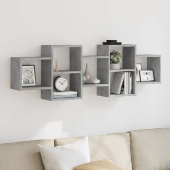 ARDEBO.de - Wandregal Betongrau 129x18x42 cm Holzwerkstoff