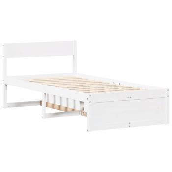 Massivholzbett ohne Matratze Weiß 75x190 cm Kiefernholz