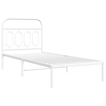Bettgestell mit Kopfteil Metall Weiß 90x200 cm