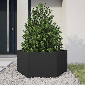 ARDEBO.de - Pflanzkübel Schwarz Sechseckig 104x90x45 Stahl