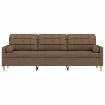 3-Sitzer-Sofa mit Zierkissen Braun 210 cm Stoff