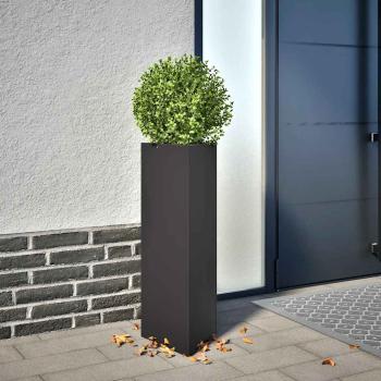 ARDEBO.de - Pflanzkübel Schwarz Dreieckig 30x26x75 cm Stahl