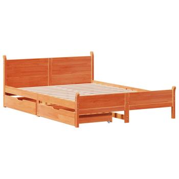 Massivholzbett ohne Matratze Wachsbraun 150x200 cm Kiefernholz