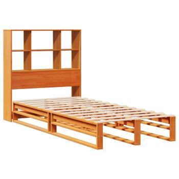 Massivholzbett mit Regal ohne Matratze Wachsbraun 100x200 cm