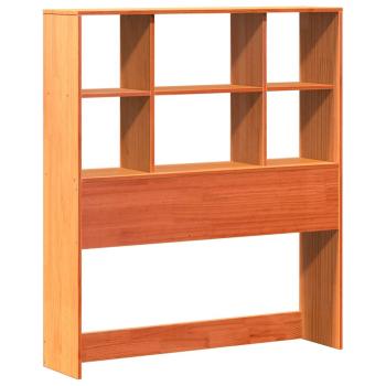 Massivholzbett mit Regal ohne Matratze Wachsbraun 100x200 cm