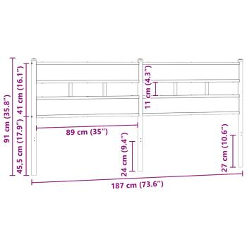 Ersatz-Kopfteil Räuchereiche 180 cm Eisen und Holzwerkstoff
