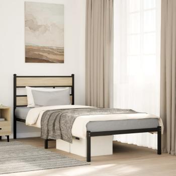 ARDEBO.de - Metallbett ohne Matratze Sonoma-Eiche 90x190 cm