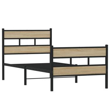 Metallbett ohne Matratze Sonoma-Eiche 80x200 cm