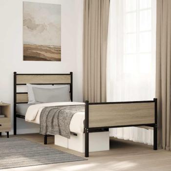 ARDEBO.de - Bettgestell ohne Matratze Sonoma-Eiche 80x200 cm Holzwerkstoff