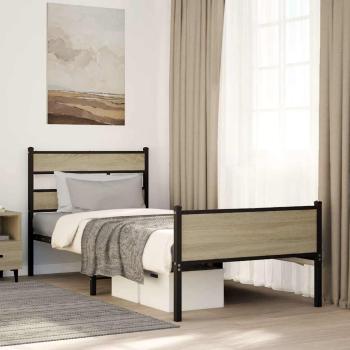 ARDEBO.de - Bettgestell ohne Matratze Sonoma-Eiche 90x200 cm Holzwerkstoff