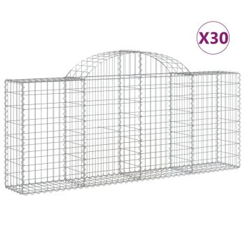 Gabionen mit Hochbogen 30 Stk. 200x30x80/100cm Verzinktes Eisen