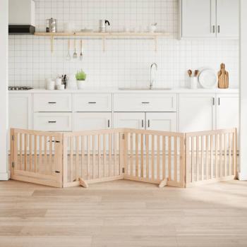 ARDEBO.de - Hundegitter mit Tür Faltbar 4 Paneele 320 cm Pappelholz