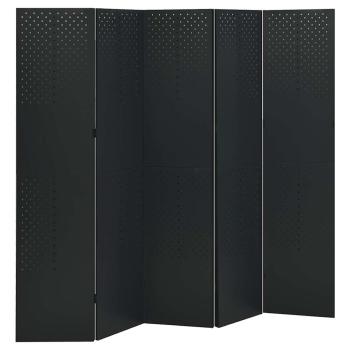 ARDEBO.de - 5-tlg. Raumteiler Schwarz 200x180 cm Stahl