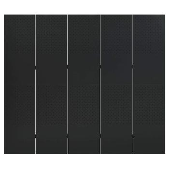 5-tlg. Raumteiler Schwarz 200x180 cm Stahl